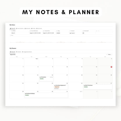 light academia notion student planner