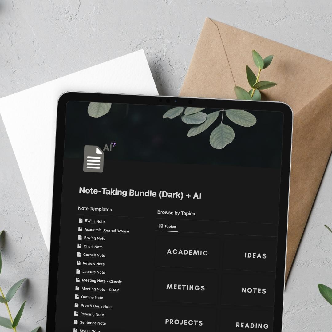 Note-Taking bundle + AI Notion template