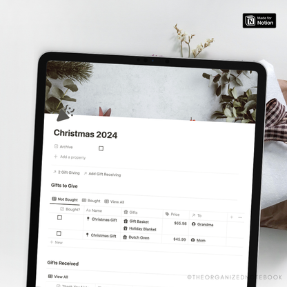 Gift Tracker Notion Template