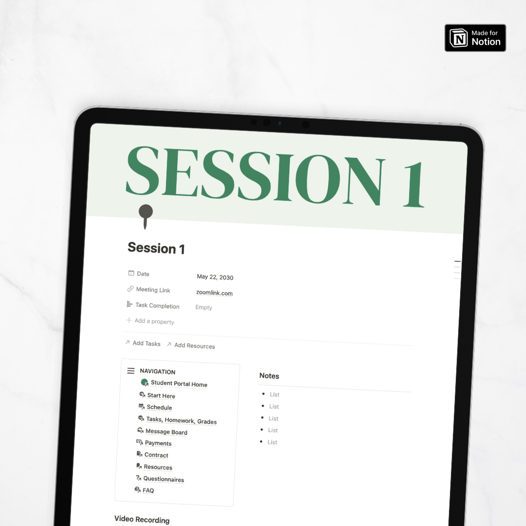 Student Portal Notion Template