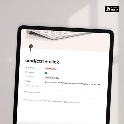 Notion Cheat Sheet: Keyboard Shortcuts