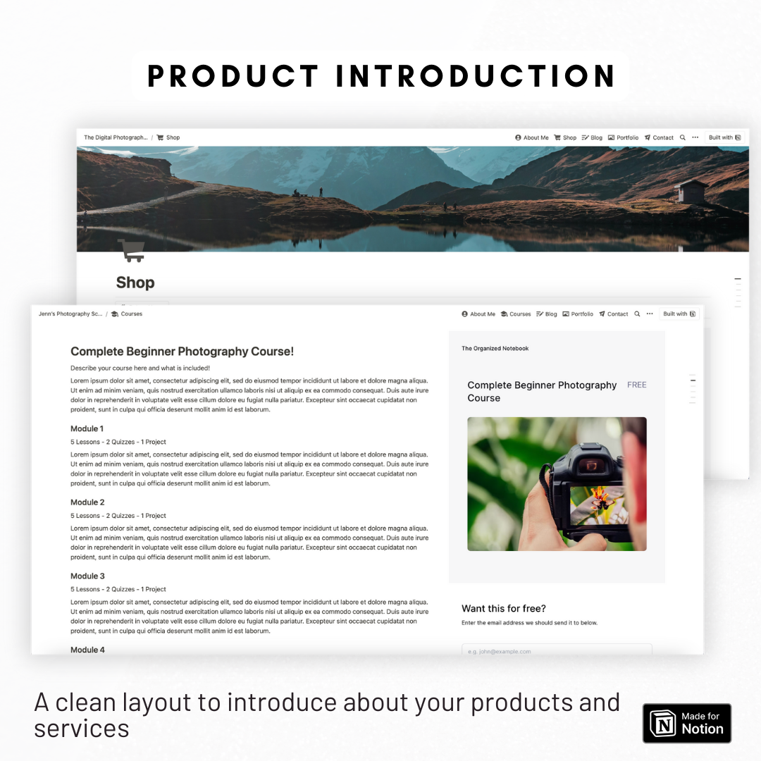 Digital Product Landing Page Website Notion Template