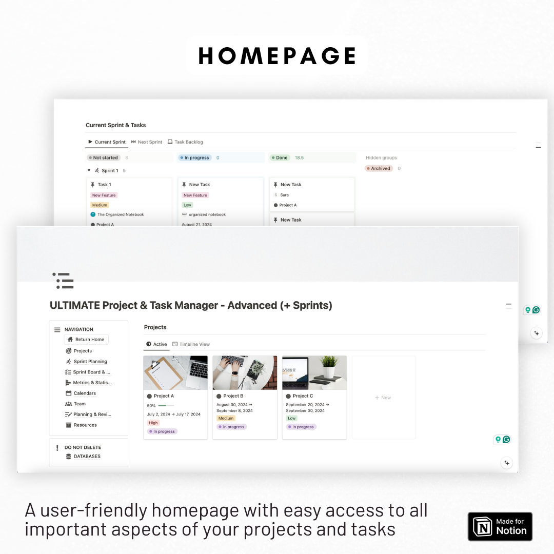 ULTIMATE Project & Task Manager Notion Template