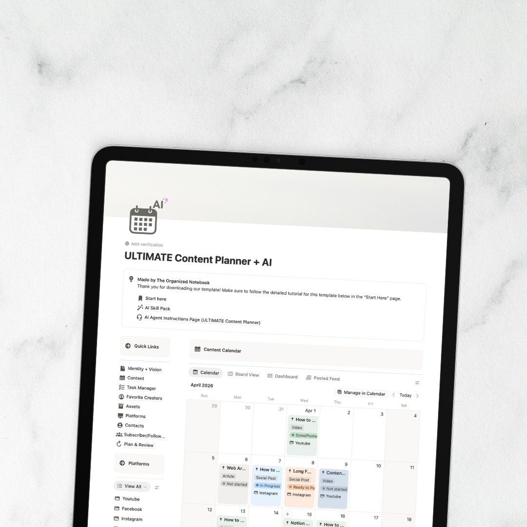 Content Planner + AI Notion Template