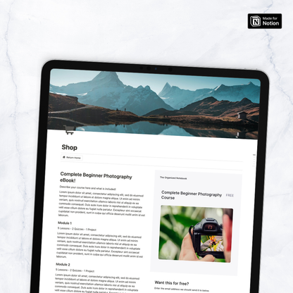 Digital Product Landing Page Website Notion Template