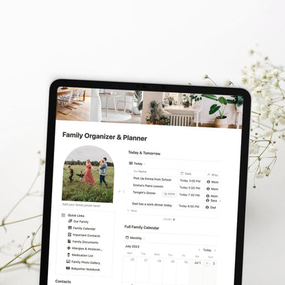 family organizer & planner Notion template