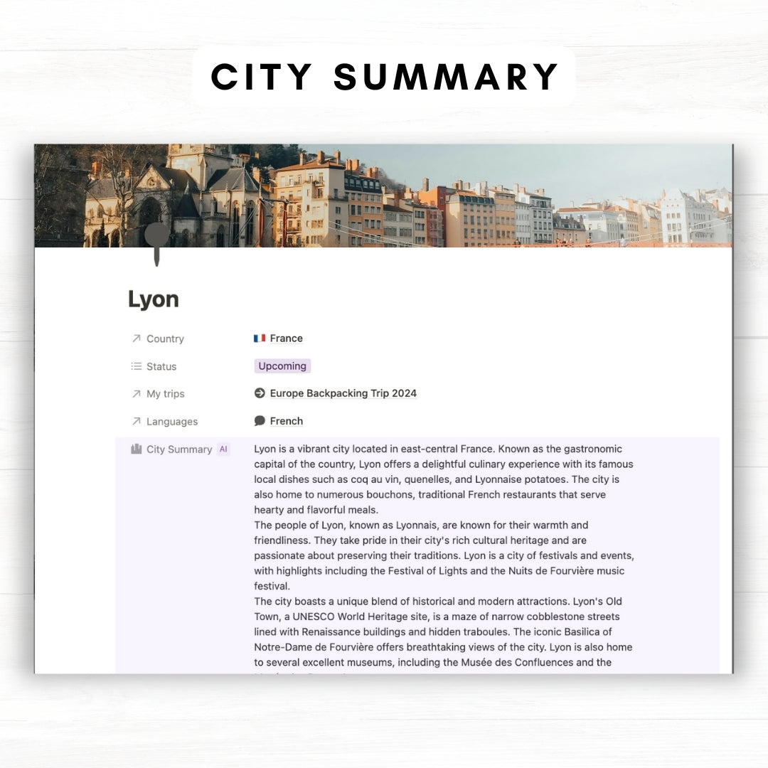 Ultimate travel journal and planner notion template with AI