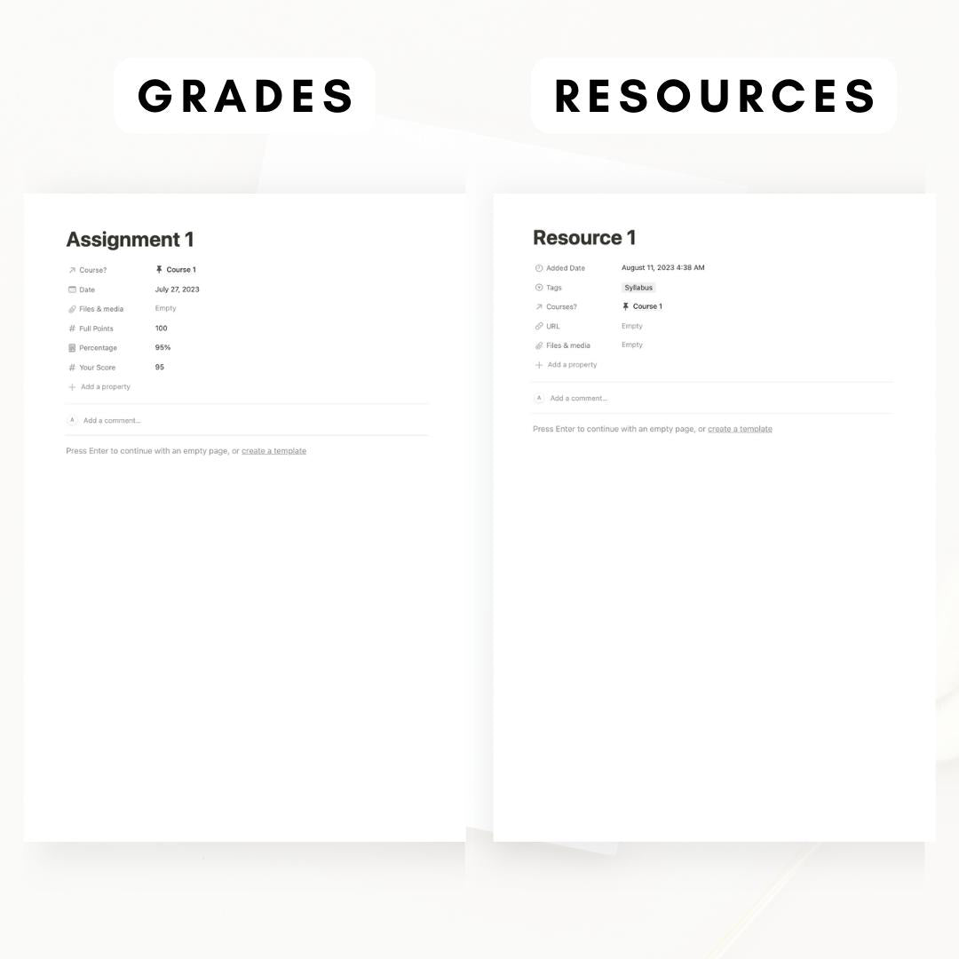 light academia notion student planner