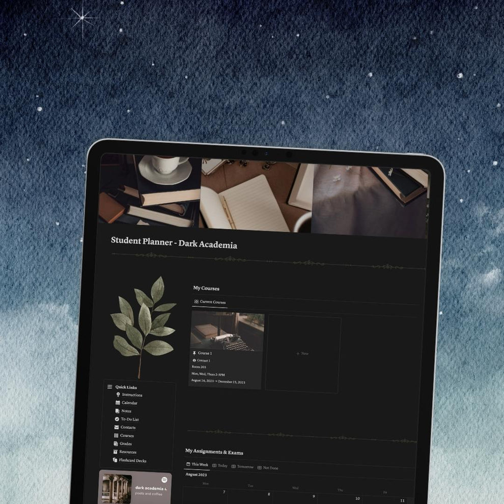 Student Planner Notion Template: Dark Academia Theme – The Organized ...