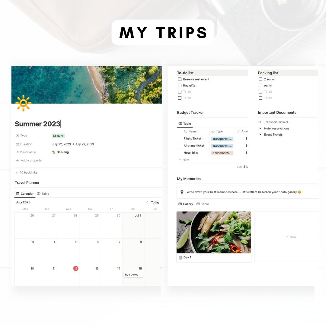 travel journal notion template