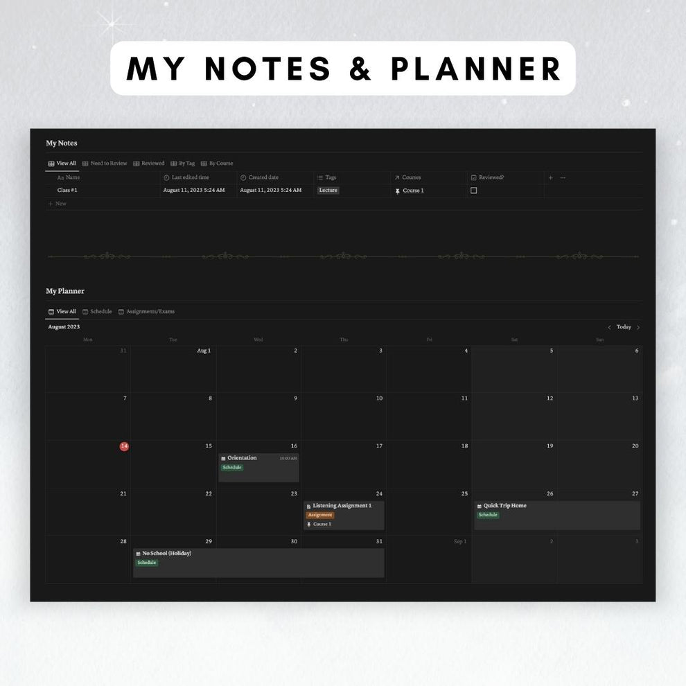 Student Planner Notion Template: Dark Academia Theme – The Organized ...