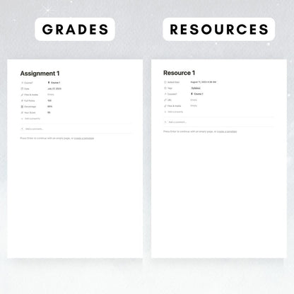 dark academia student planner notion template