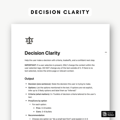 Clarity & Planning Notion AI Skill Pack