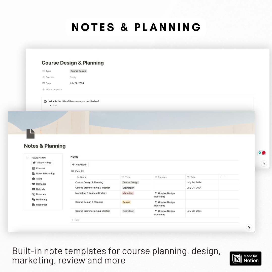 Ultimate Course Creator Dashboard Notion Template