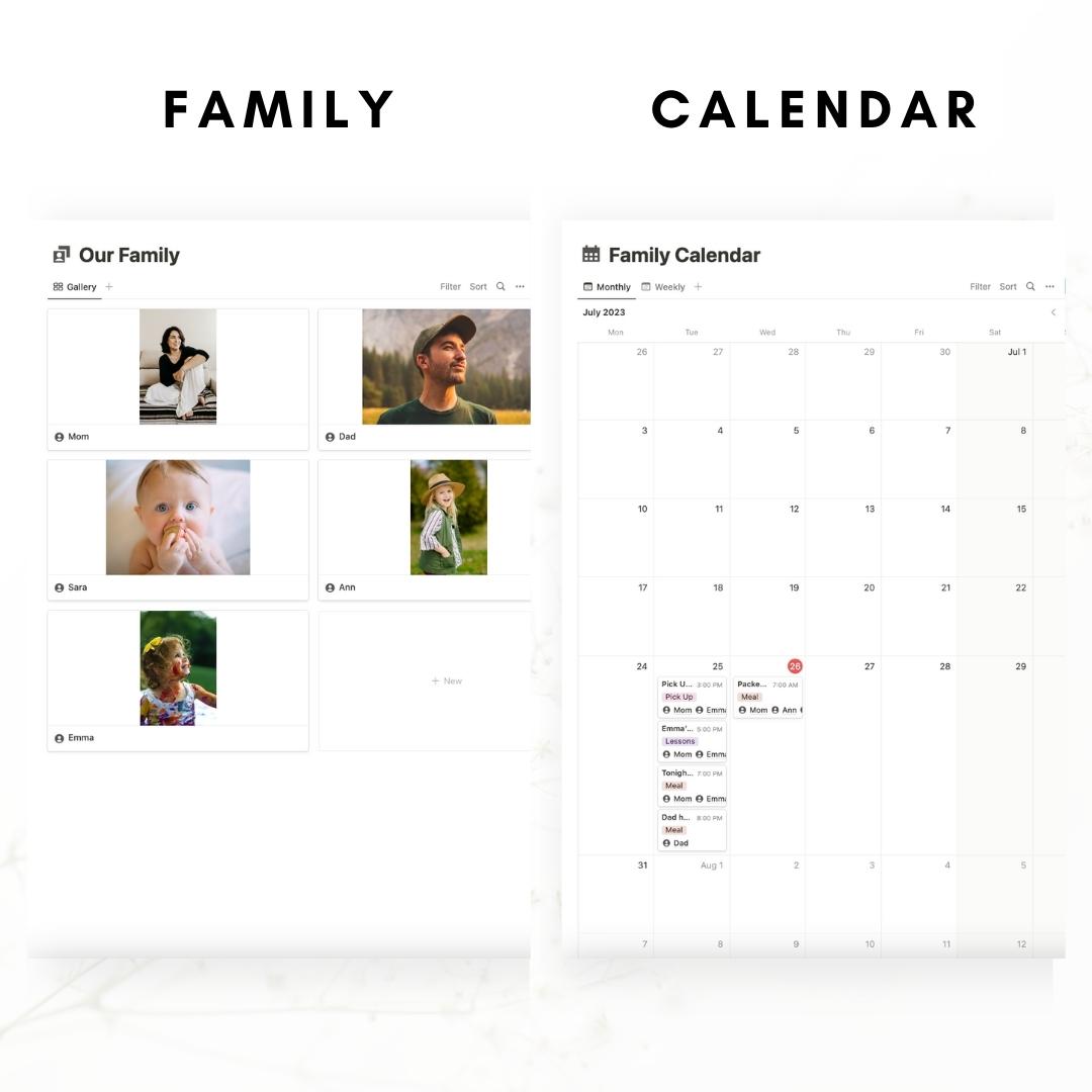 family organizer & planner Notion template