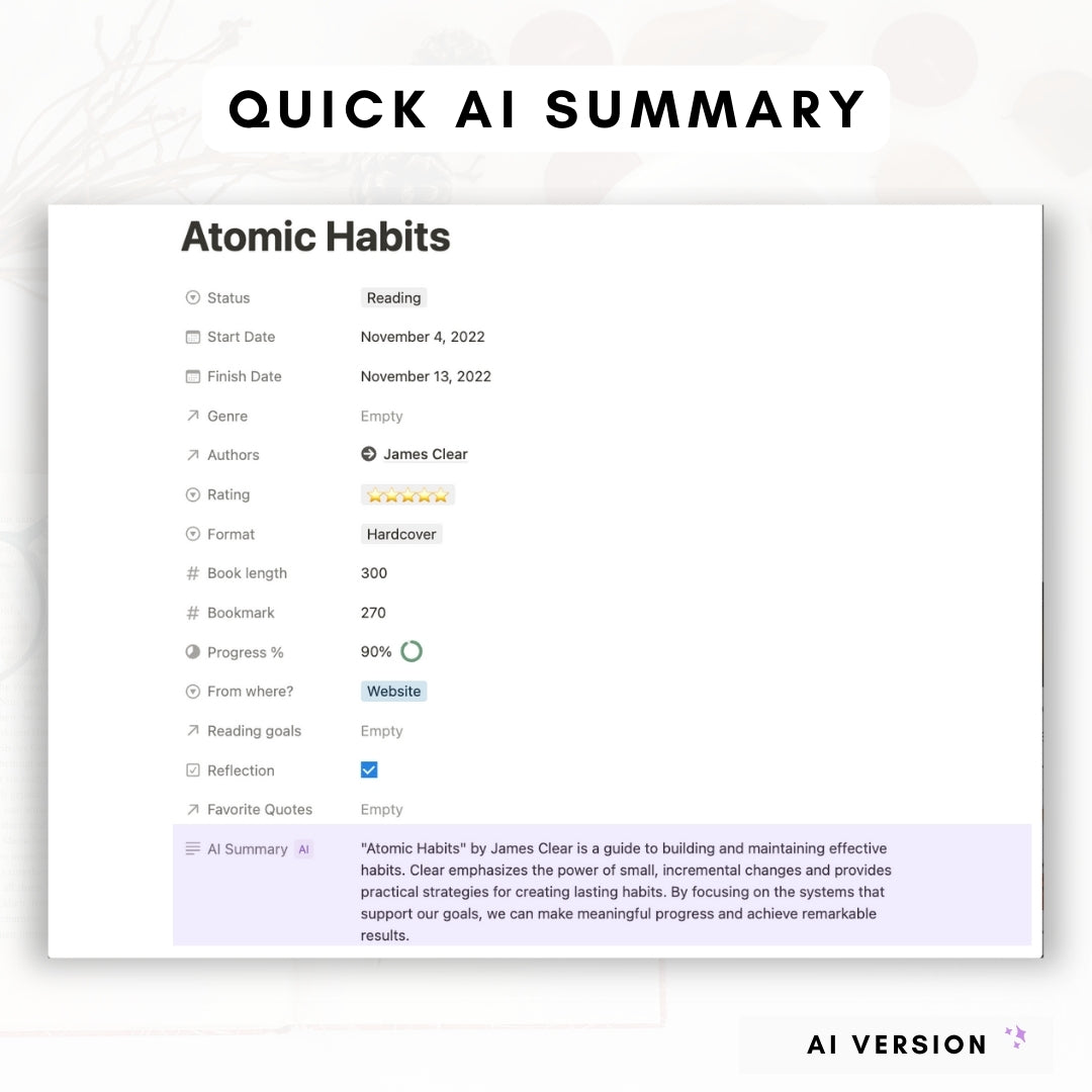 AI reading journal and book tracker