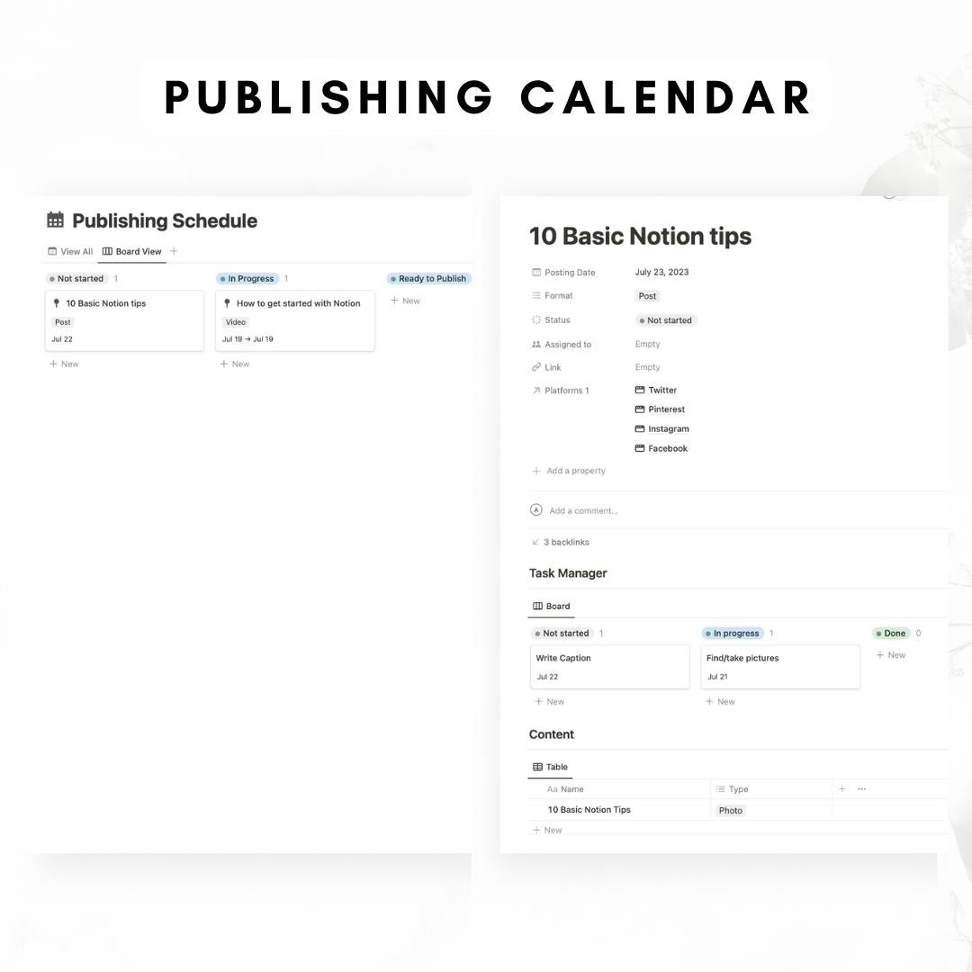 content planner notion template