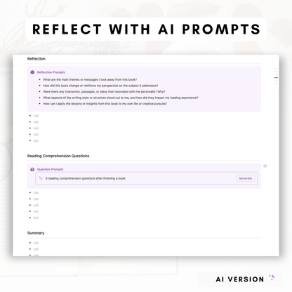 Book Library & Reading Journal (Premium + AI) Notion Template