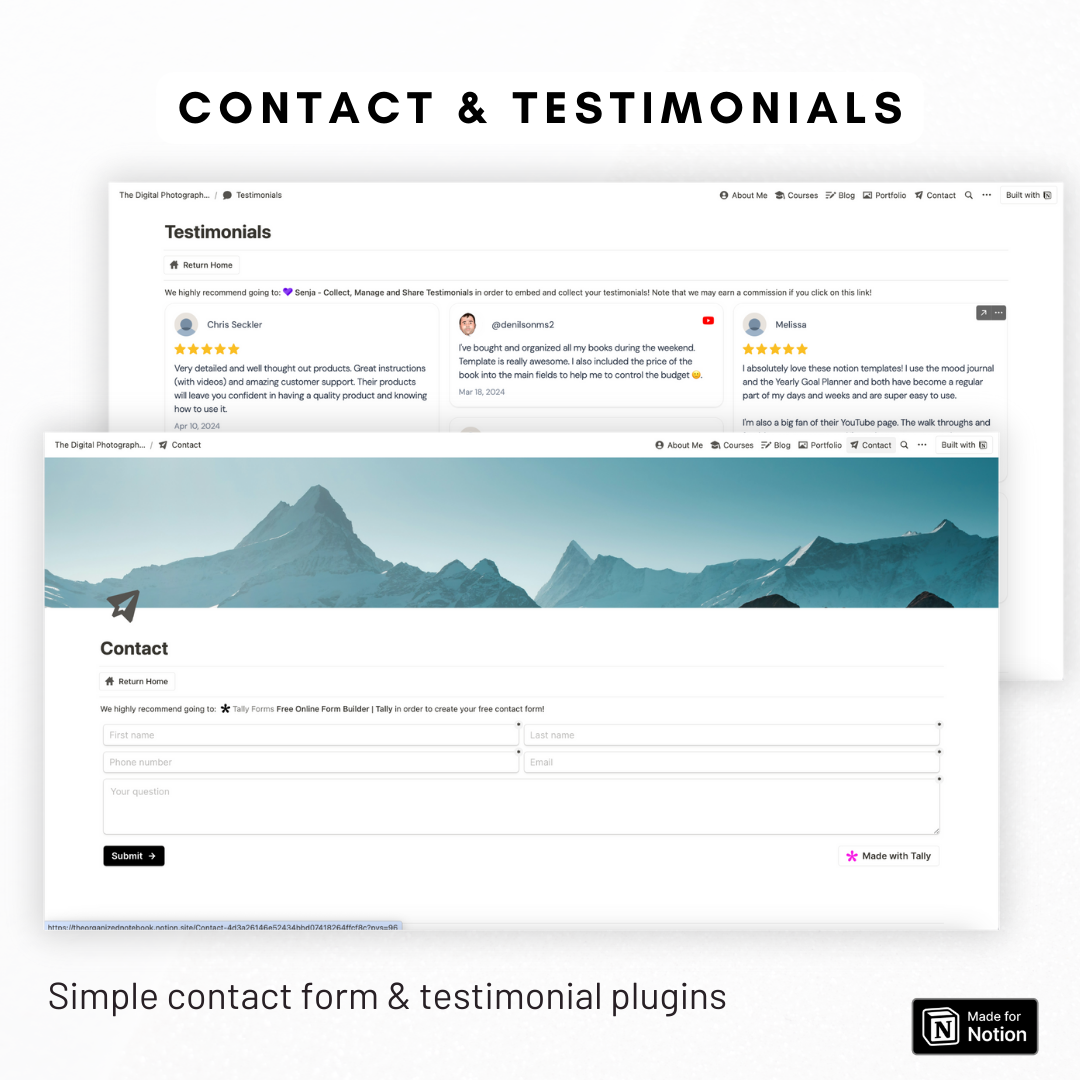 Digital Product Landing Page Website Notion Template