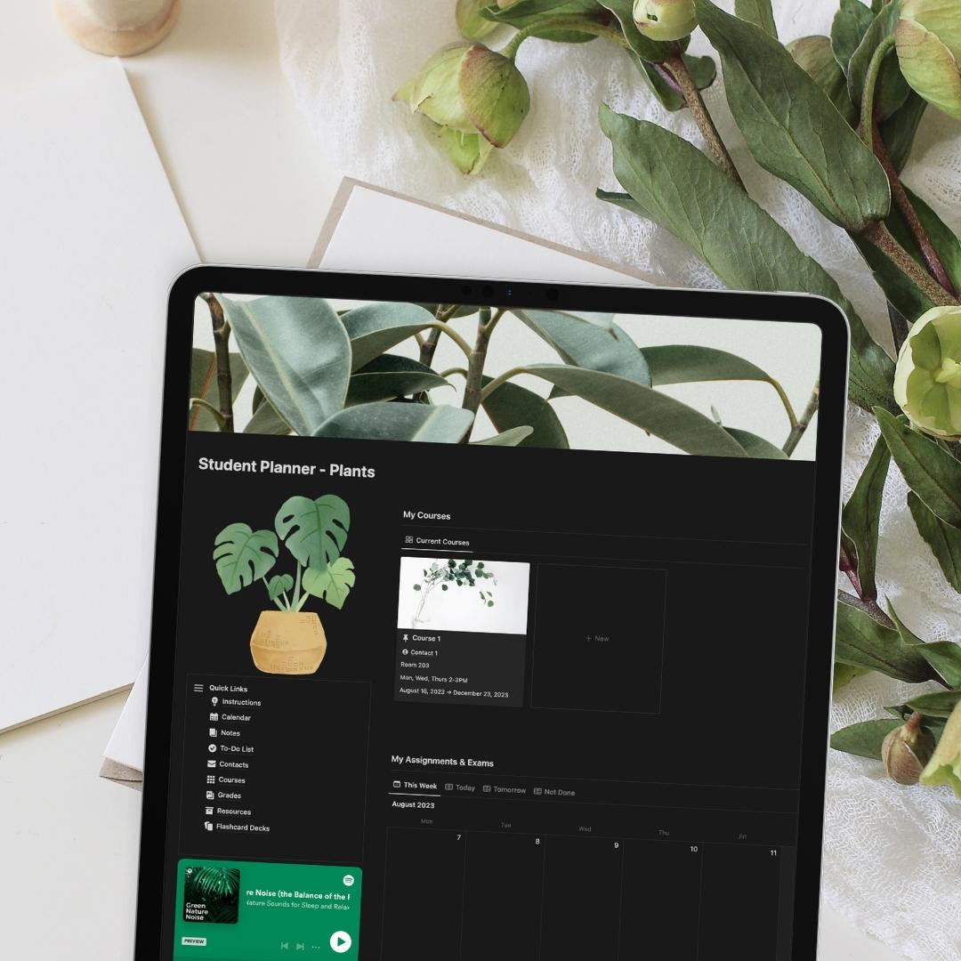 Student Planner Notion Template: Plants Theme – The Organized Notebook