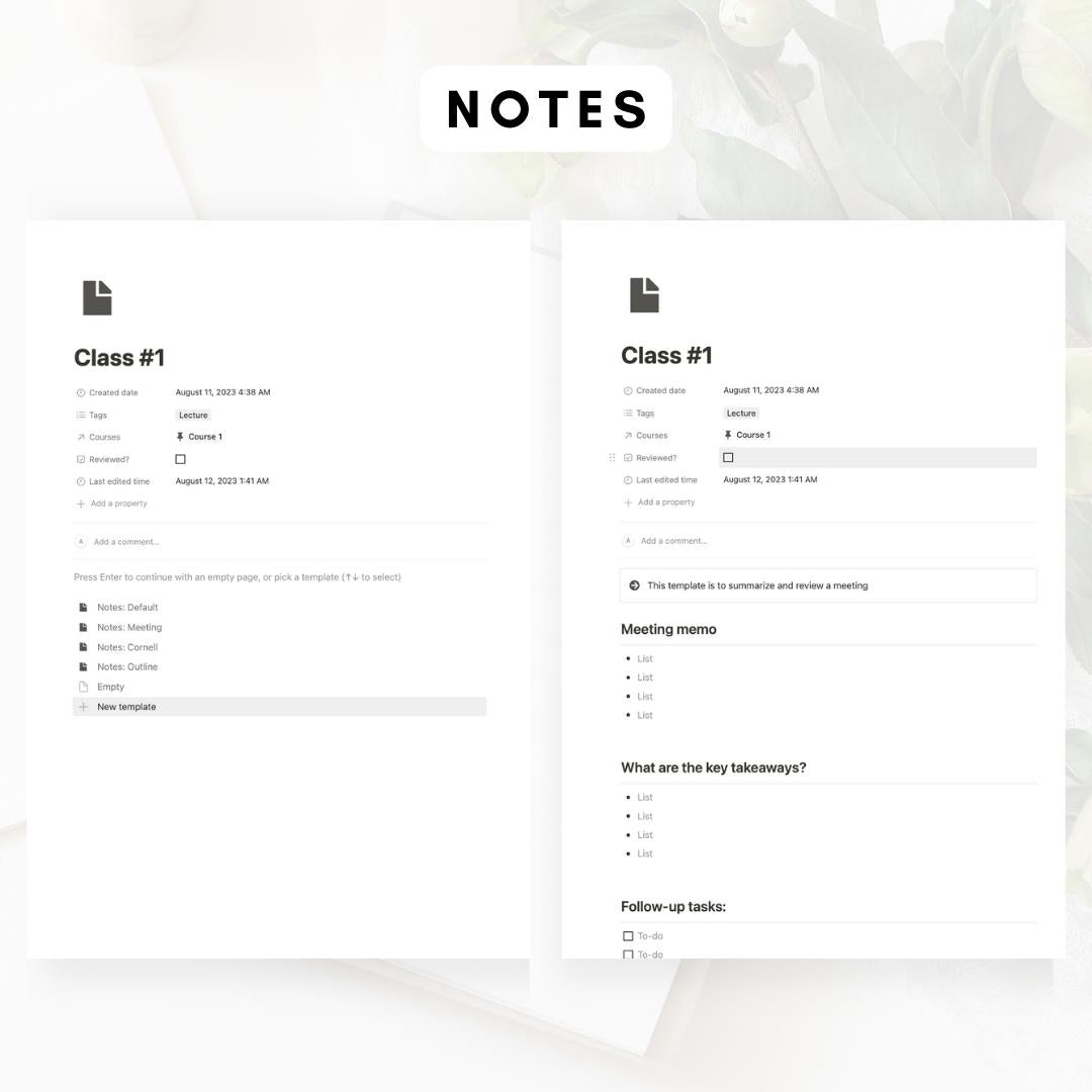 notion student planner template plant theme