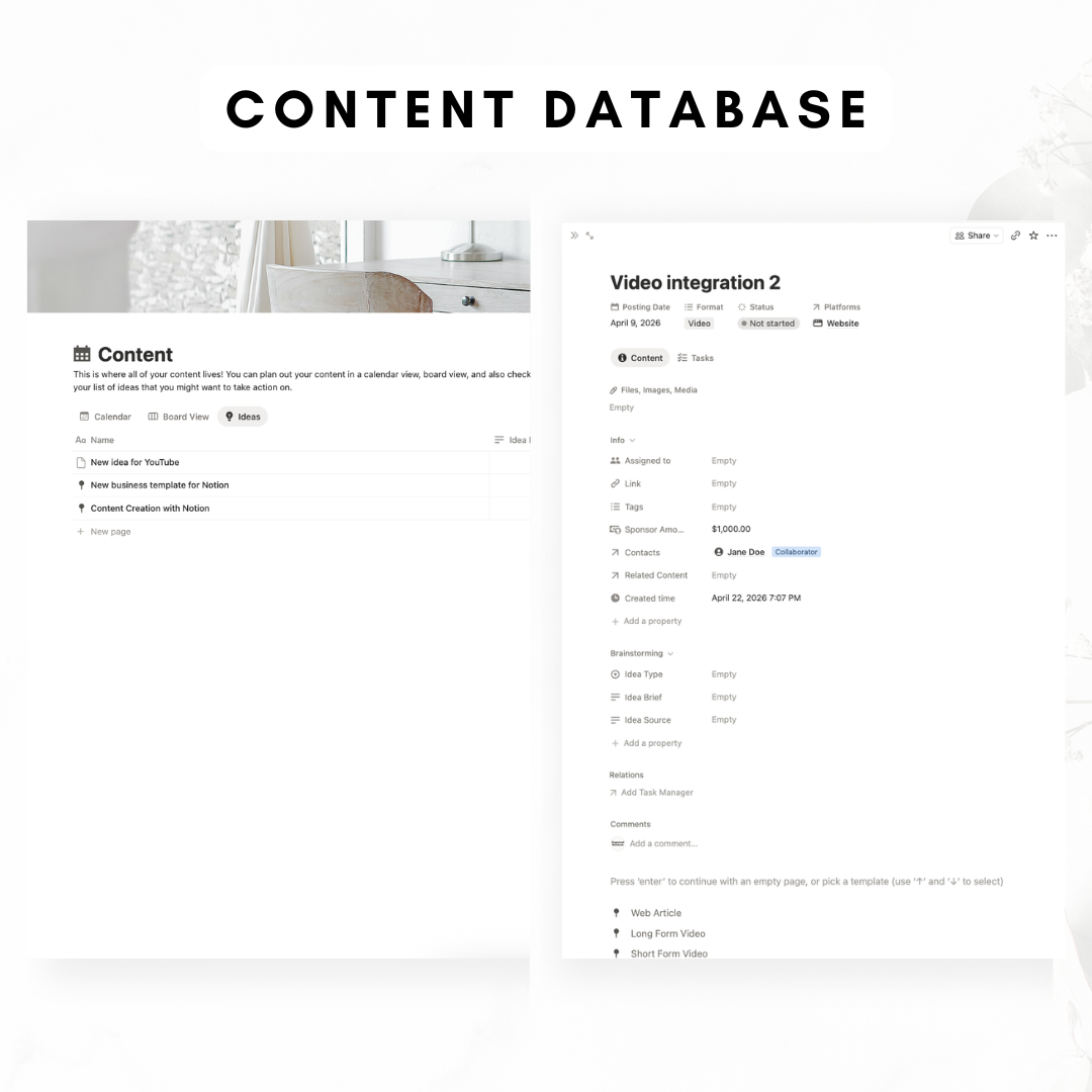Content Planner Notion Template