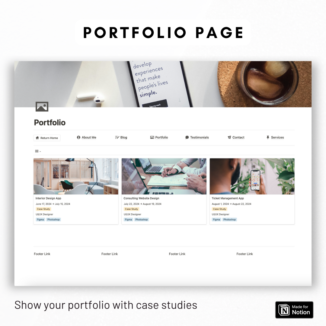 Portfolio Website Notion Template – The Organized Notebook