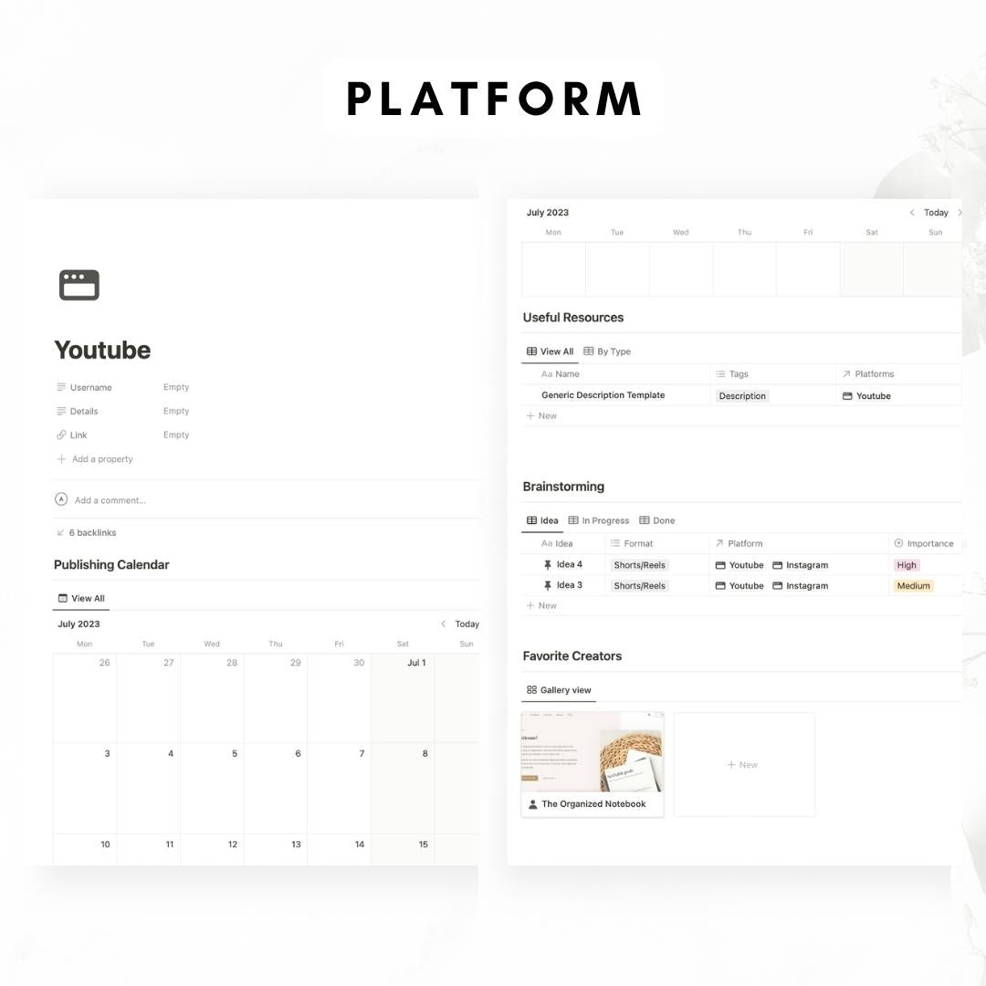 content planner notion template