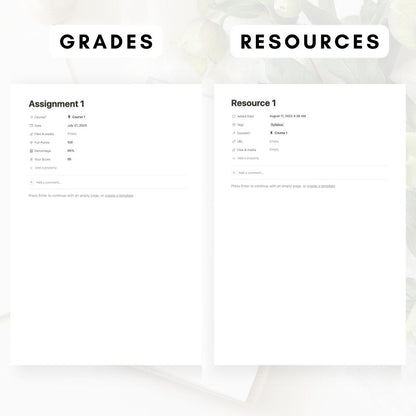 notion student planner template plant theme