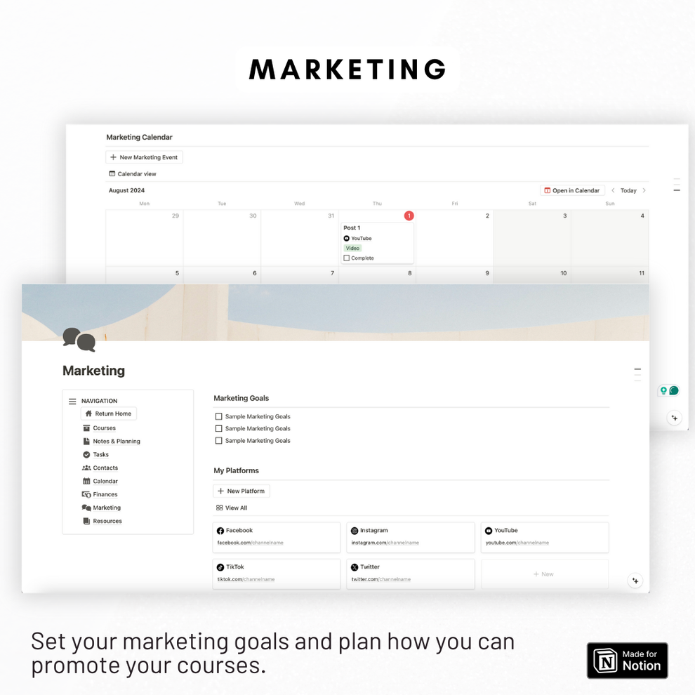 Ultimate Course Creator Dashboard Notion Template – The Organized Notebook