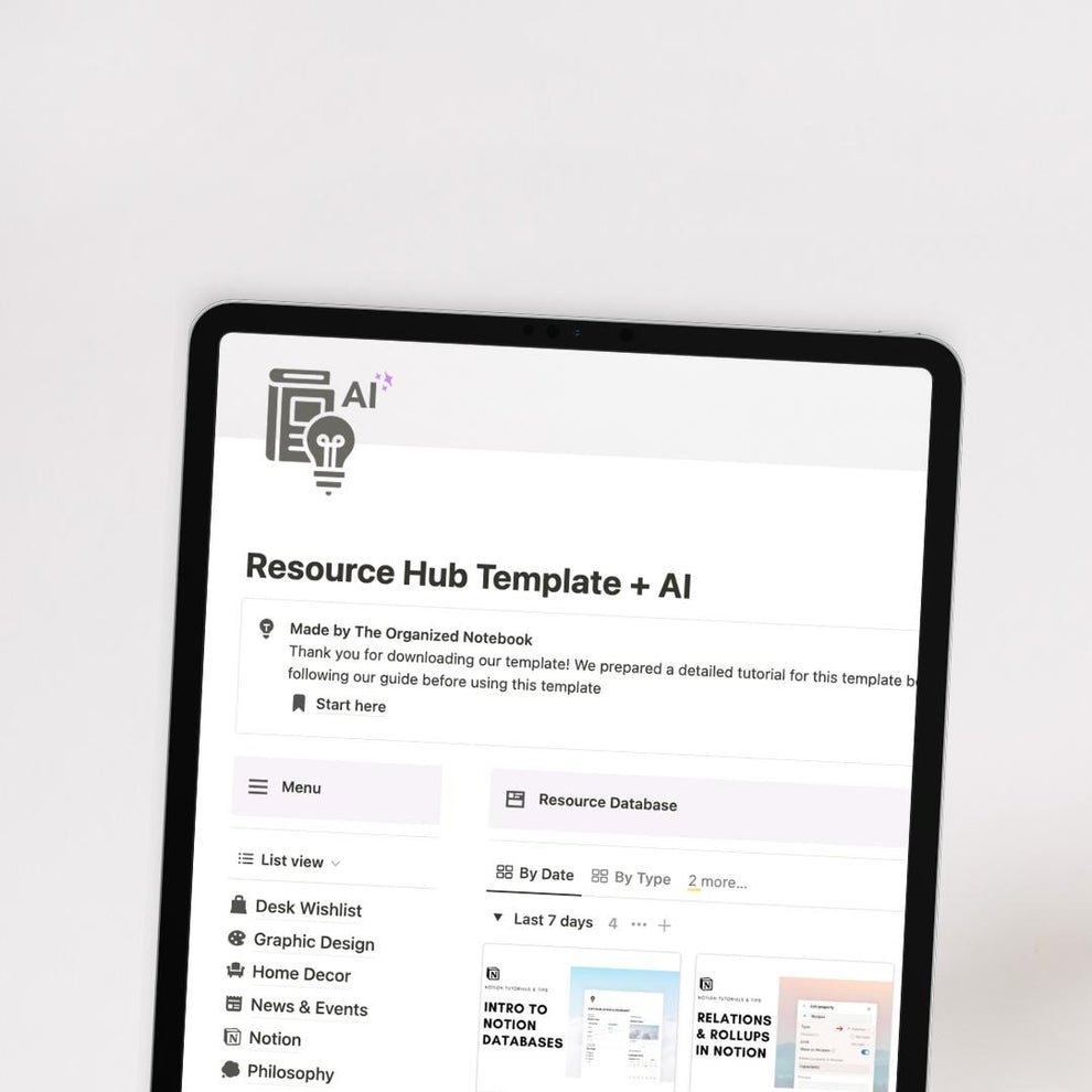 Resource Hub + AI Notion Template – The Organized Notebook