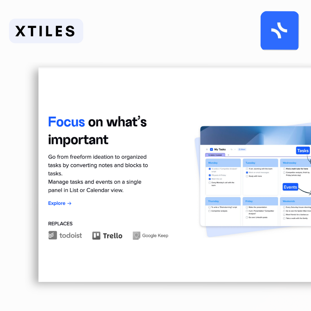X Tile Example xTiles – The Organized Notebook