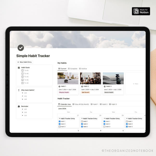 Simple Habit Tracker Notion Template – The Organized Notebook