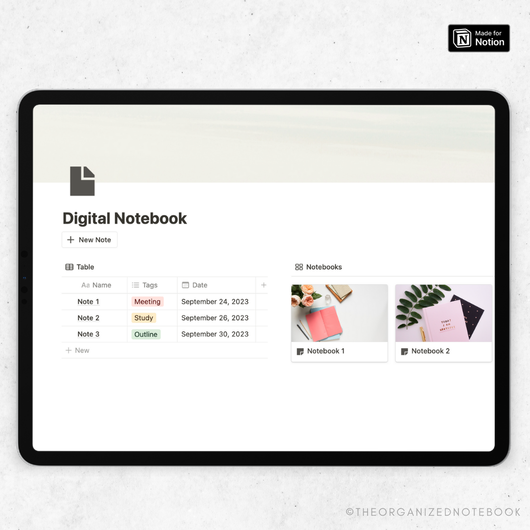 Digital Notebook Notion Template Lite – The Organized Notebook