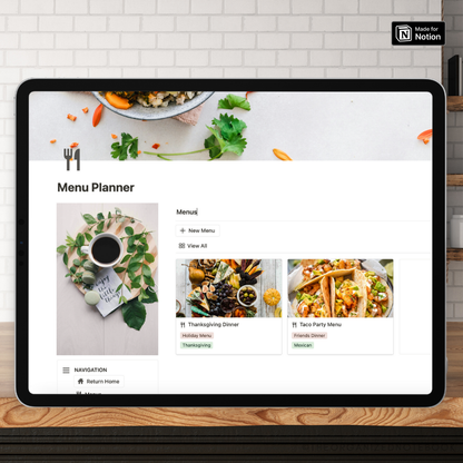 Menu & Recipe Planner Notion Template