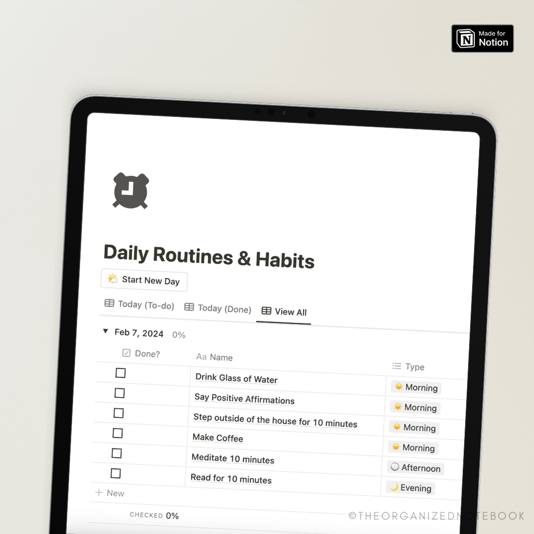 Daily Routine & Habit Tracker Notion Template