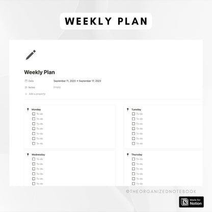 Beginner Weekly Planner Notion Template
