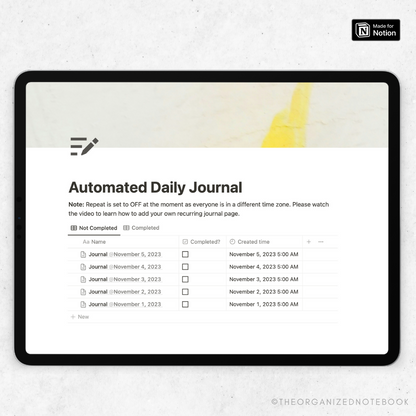 Automated Daily Journal Notion Template