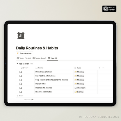 Daily Routine & Habit Tracker Notion Template