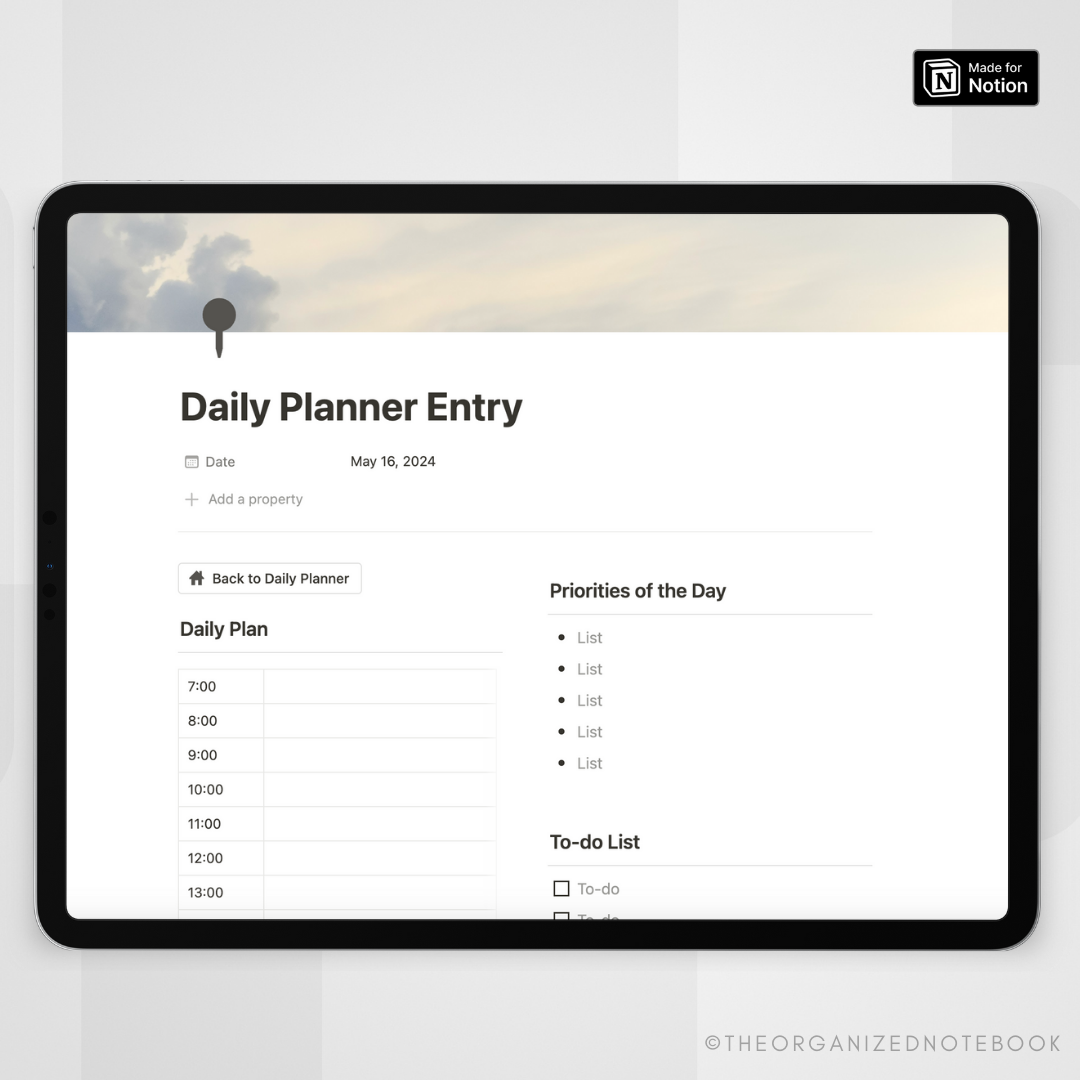 Daily Planner Notion Template Lite