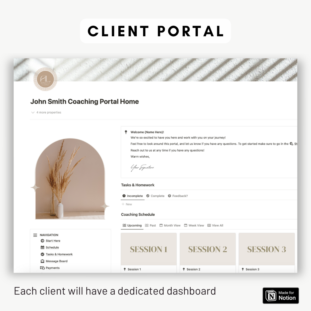 Coaching Client Portal Notion Template