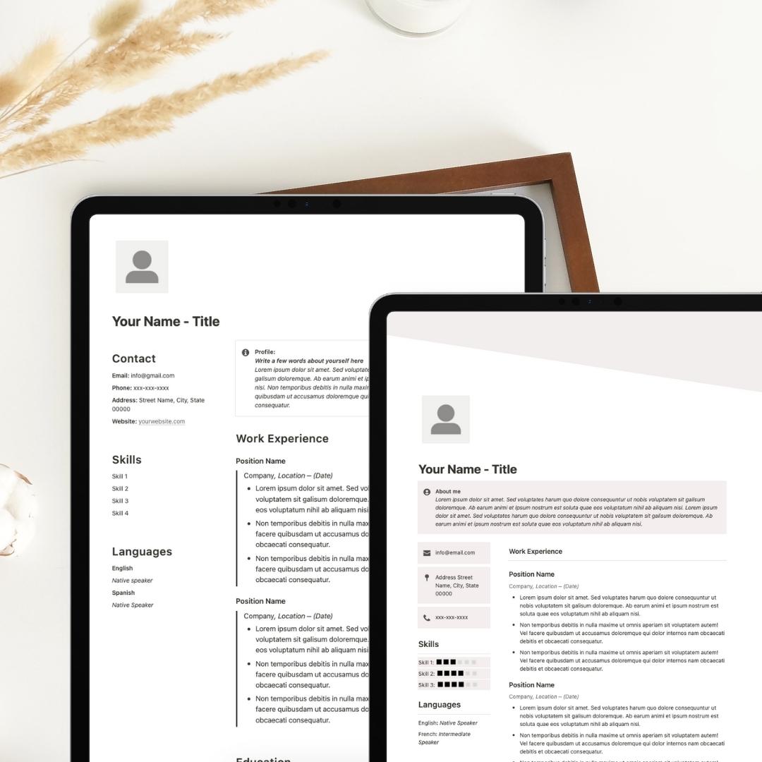 Resume and CV Notion Template Bundle