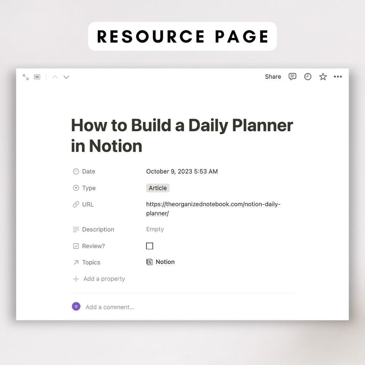 Resource Hub Notion Template – The Organized Notebook