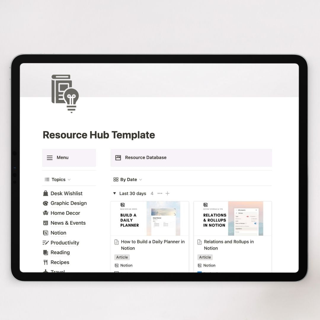 Resource Hub Notion Template – The Organized Notebook