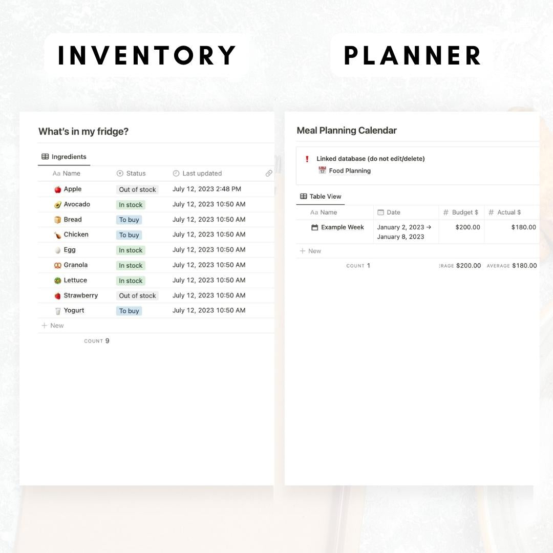 Meal planner standard notion template
