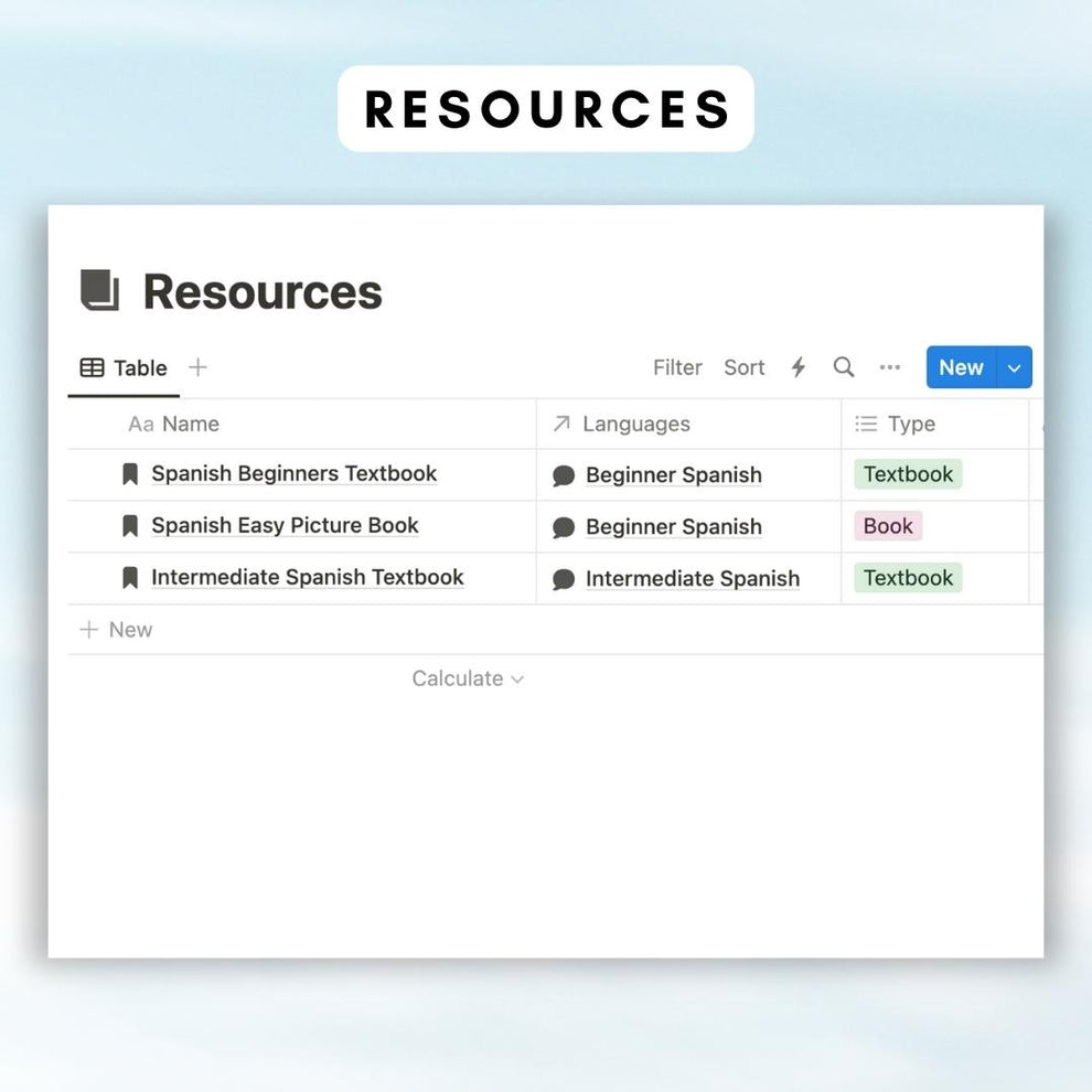 Language Learning Hub Notion Template – The Organized Notebook