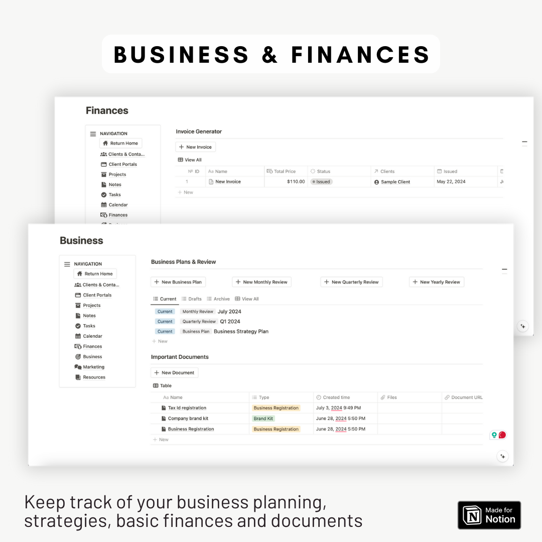 Ultimate Freelancer Dashboard & Client Portal Notion Template