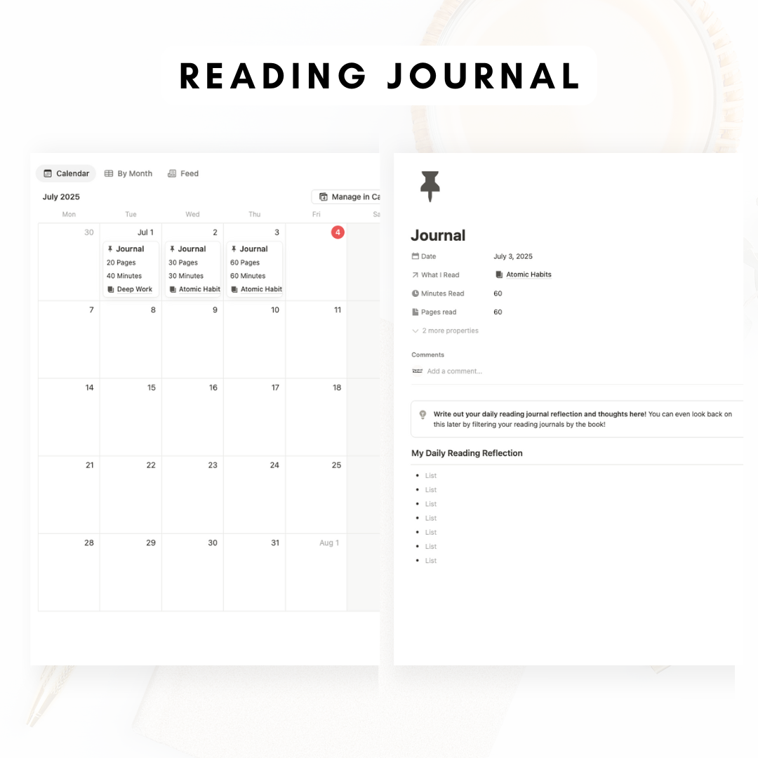 Book Library & Reading Journal Notion Template