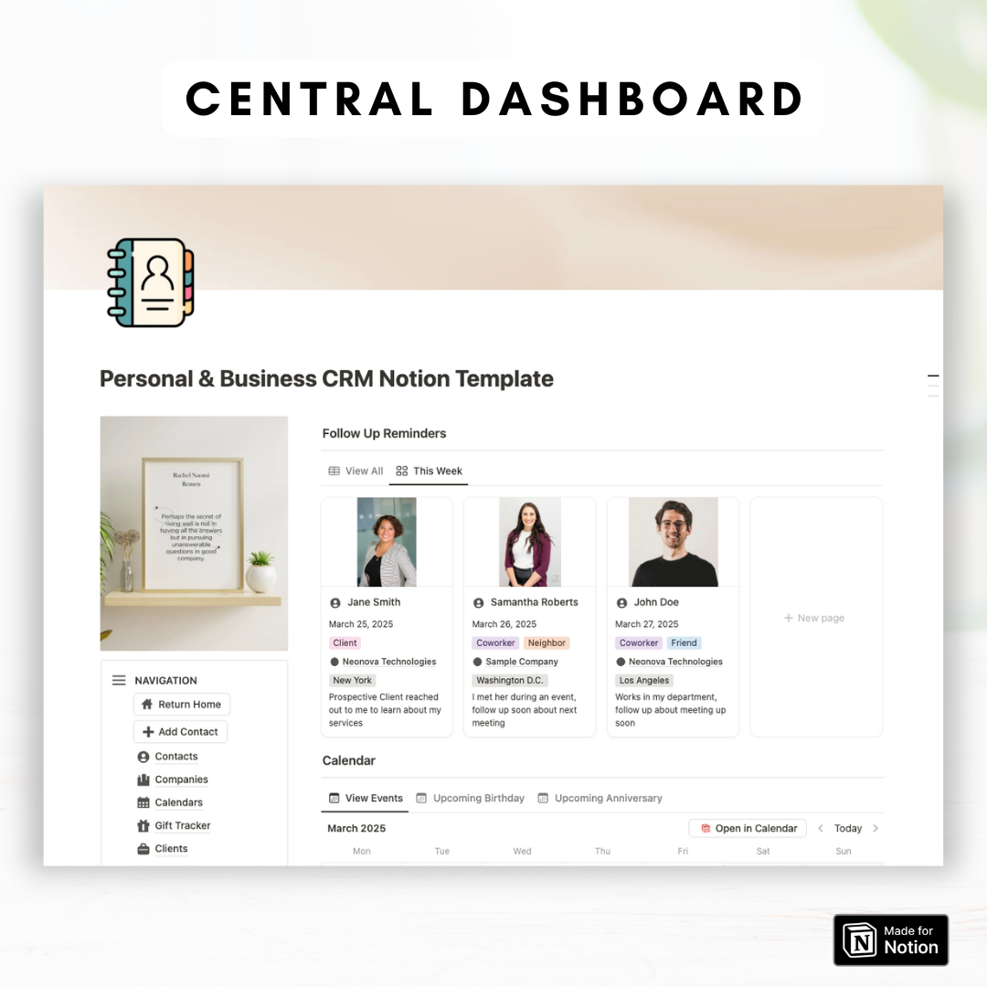 Personal & Business CRM Notion Template – The Organized Notebook