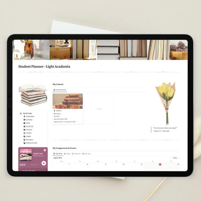 light academia notion student planner